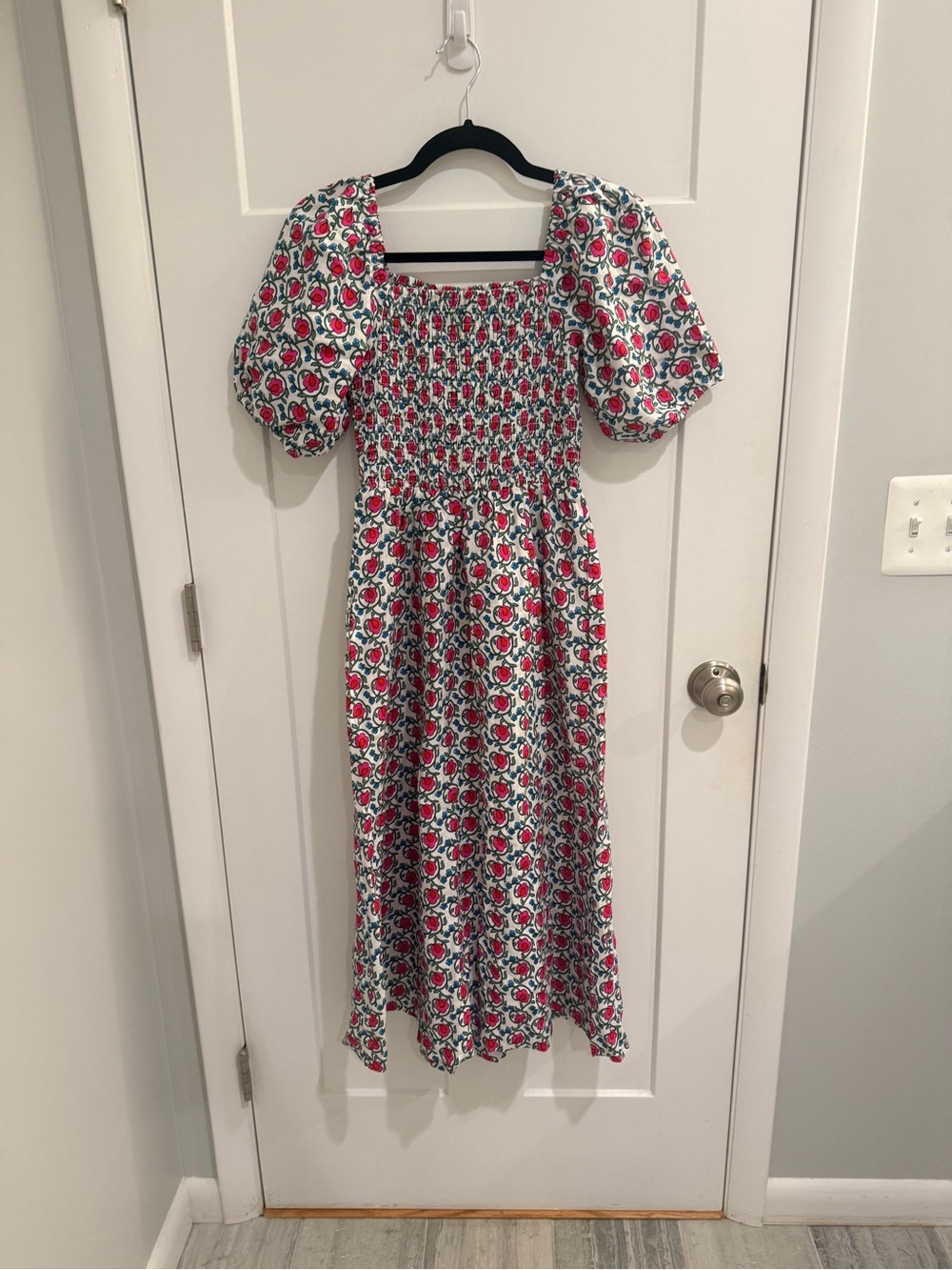 Boden Pink Floral Smocked Midi Dress with Pockets! - Picture 7 of 7